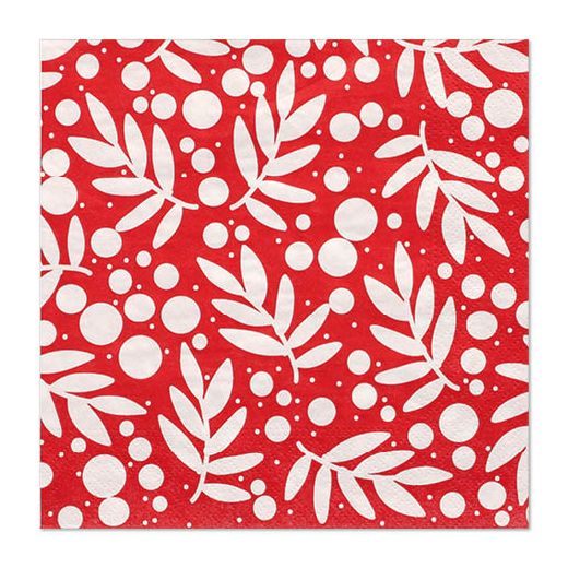 Serviettes, 3 plis pliage 1/4 33 cm x 33 cm rouge "Holly" 1