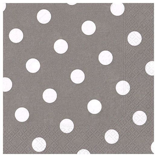 Serviettes, 3 couches pliage 1/4 40 cm x 40 cm gris "Dots" 1