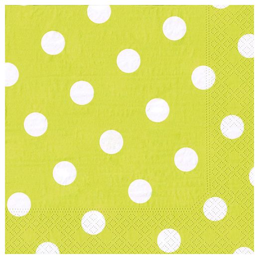 Serviettes, 3 couches pliage 1/4 40 cm x 40 cm vert anis "Dots" 1