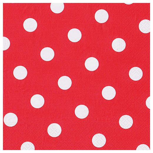 Serviettes, 3 couches pliage 1/4 40 cm x 40 cm rouge "Dots" 1