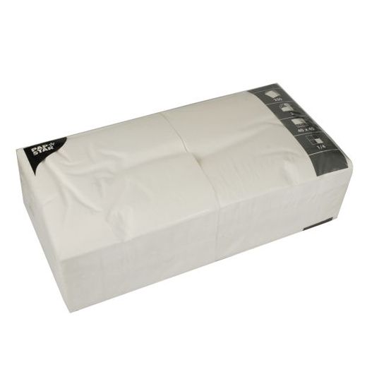 Serviettes, 3 couches pliage 1/4 40 cm x 40 cm blanc 1
