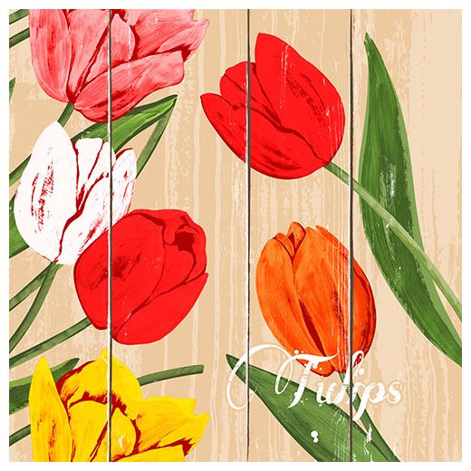 Serviettes, 3 plis pliage 1/4 40 cm x 40 cm "Blooming Tulips" 1