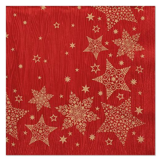 Serviettes, 3 plis pliage 1/4 40 cm x 40 cm bordeaux "Christmas Shine" 1