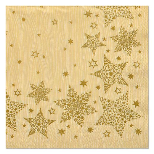 Serviettes, 3 plis pliage 1/4 40 cm x 40 cm crème "Christmas Shine" 1