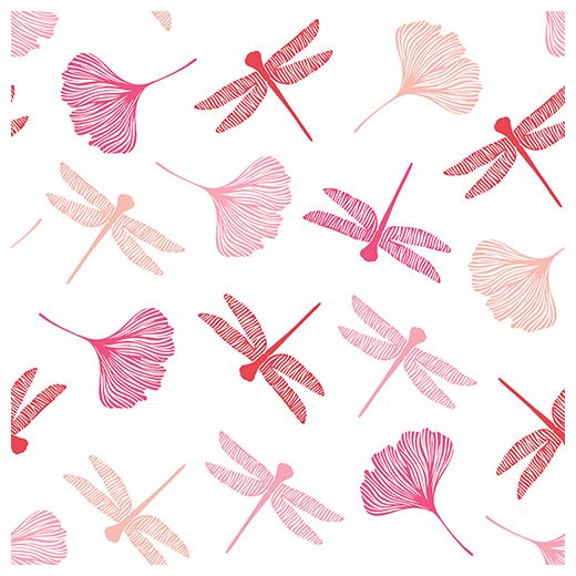 Serviettes, 3 plis pliage 1/4 40 cm x 40 cm rosé "Ginko" 1