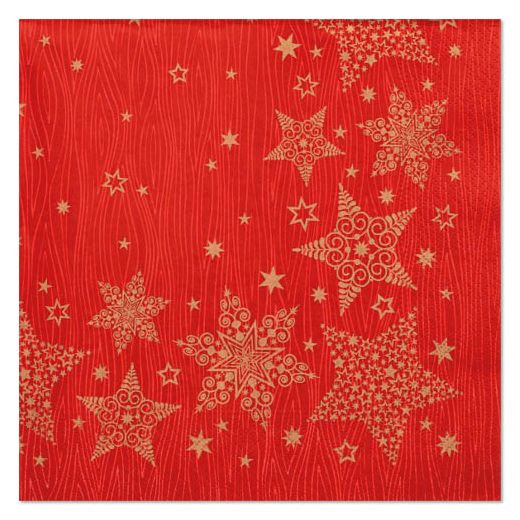 Serviettes, 3 plis pliage 1/4 40 cm x 40 cm rouge "Christmas Shine" 1