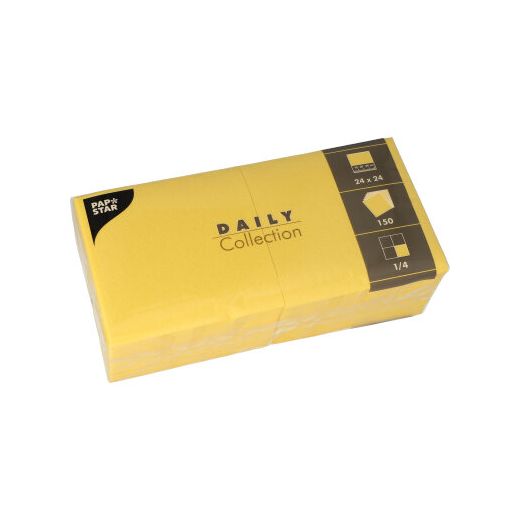 Serviettes "DAILY Collection" pliage 1/4 24 cm x 24 cm jaune 1