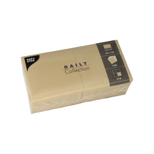 Serviettes "DAILY Collection" pliage 1/4 24 cm x 24 cm sable 1