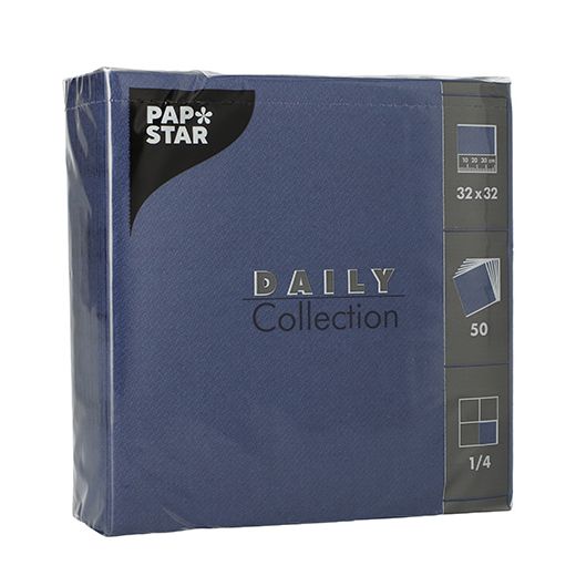 Serviettes "DAILY Collection" pliage 1/4 32 cm x 32 cm bleu foncé 1