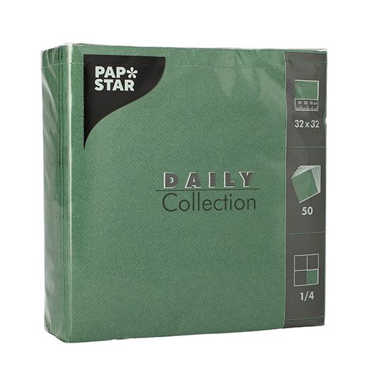 Serviettes "DAILY Collection" pliage 1/4 32 cm x 32 cm vert foncé 1