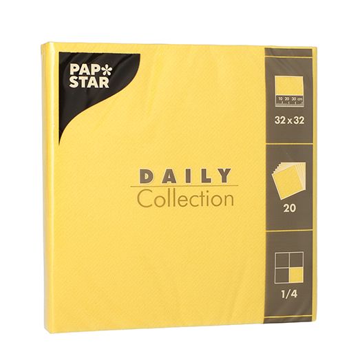 Serviettes "DAILY Collection" pliage 1/4 32 cm x 32 cm jaune 1