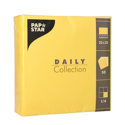 Serviettes "DAILY Collection" pliage 1/4 32 cm x 32 cm jaune 1