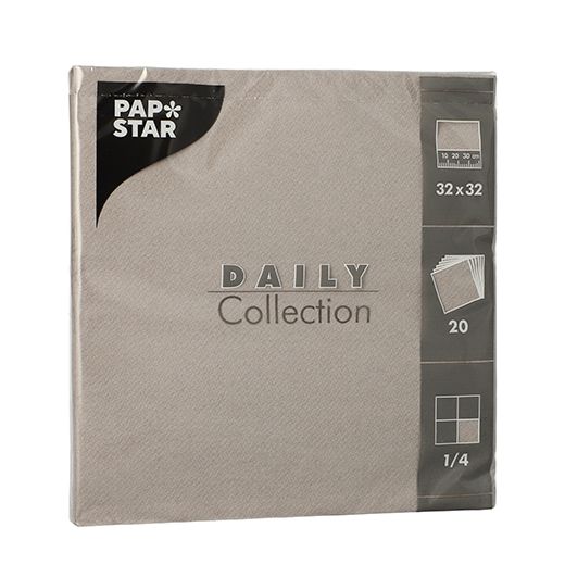 Serviettes "DAILY Collection" pliage 1/4 32 cm x 32 cm gris 1