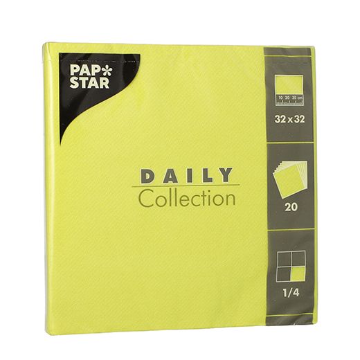 Serviettes "DAILY Collection" pliage 1/4 32 cm x 32 cm vert anis 1