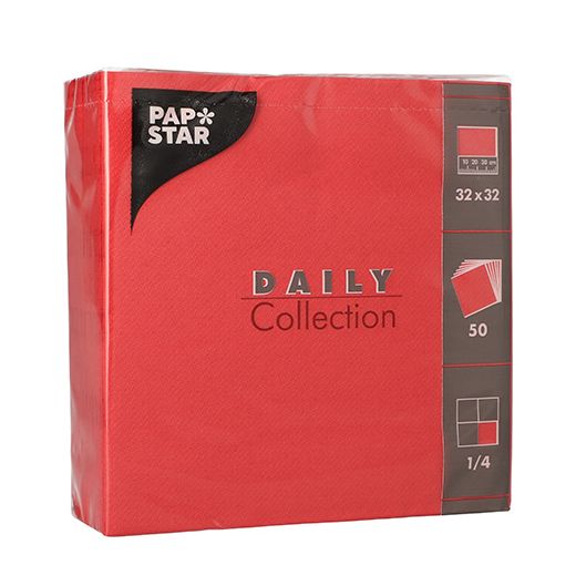 Serviettes "DAILY Collection" pliage 1/4 32 cm x 32 cm rouge 1