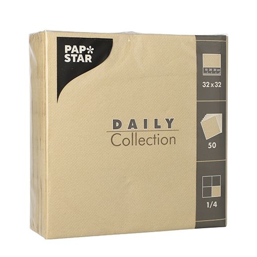 Serviettes "DAILY Collection" pliage 1/4 32 cm x 32 cm sable 1