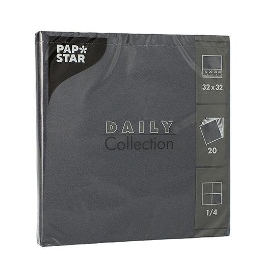 Serviettes "DAILY Collection" pliage 1/4 32 cm x 32 cm noir 1
