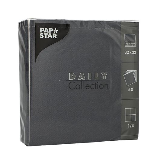 Serviettes "DAILY Collection" pliage 1/4 32 cm x 32 cm noir 1
