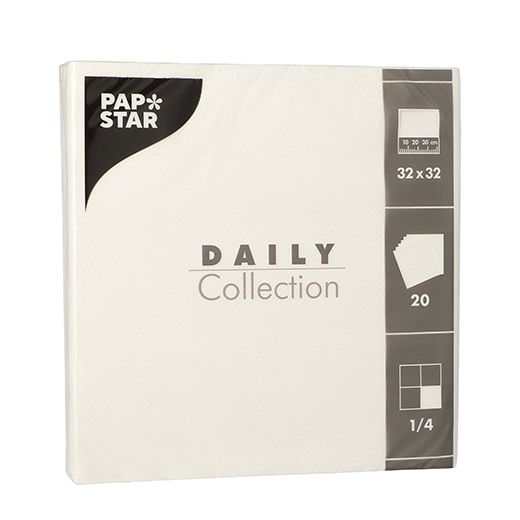 Serviettes "DAILY Collection" pliage 1/4 32 cm x 32 cm blanc 1