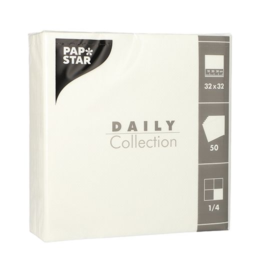 Serviettes "DAILY Collection" pliage 1/4 32 cm x 32 cm blanc 1