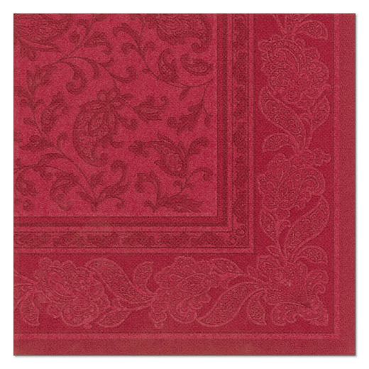 Serviettes "ROYAL Collection" pliage 1/4 40 cm x 40 cm bordeaux "Ornaments" 1