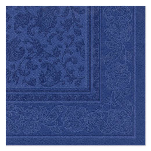 Serviettes "ROYAL Collection" pliage 1/4 40 cm x 40 cm bleu foncé "Ornaments" 1