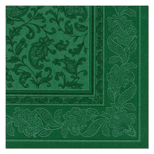 Serviettes "ROYAL Collection" pliage 1/4 40 cm x 40 cm vert foncé "Ornaments" 1