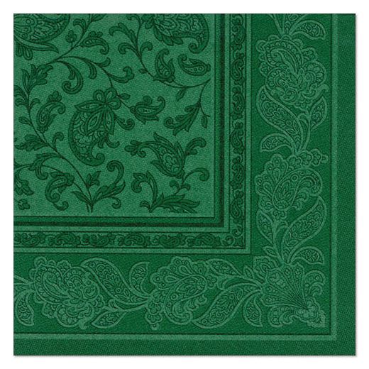 Serviettes "ROYAL Collection" pliage 1/4 40 cm x 40 cm vert foncé "Ornaments" 1
