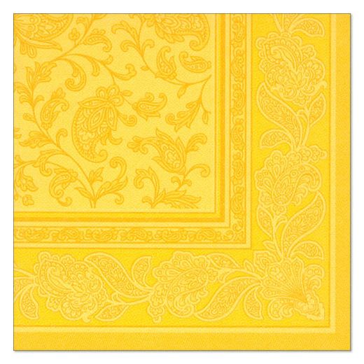 Serviettes "ROYAL Collection" pliage 1/4 40 cm x 40 cm jaune "Ornaments" 1