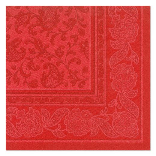 Serviettes "ROYAL Collection" pliage 1/4 40 cm x 40 cm rouge "Ornaments" 1