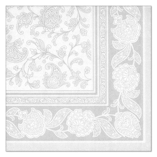 Serviettes "ROYAL Collection" pliage 1/4 40 cm x 40 cm blanc "Ornaments" 1