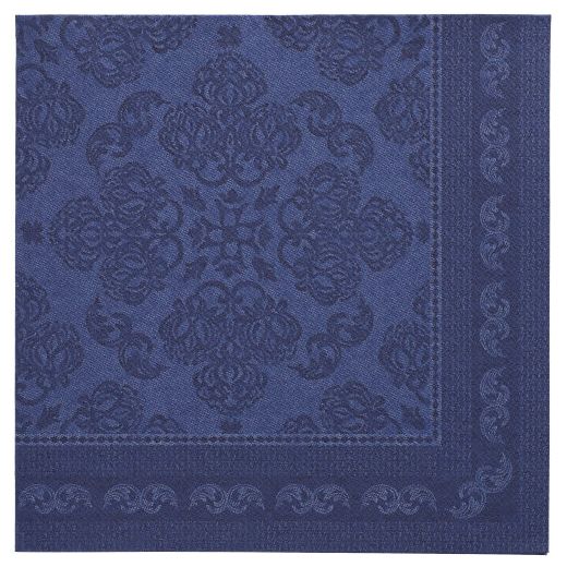 Serviettes "ROYAL Collection" pliage 1/4 40 cm x 40 cm bleu foncé "Arabesque" 1