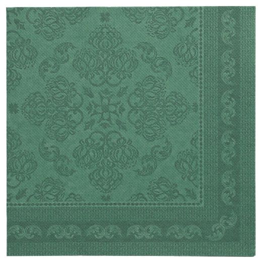 Serviettes "ROYAL Collection" pliage 1/4 40 cm x 40 cm vert foncé "Arabesque" 1