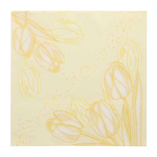 Serviettes "ROYAL Collection" pliage 1/4 40 cm x 40 cm jaune "Tulip Shape" 1