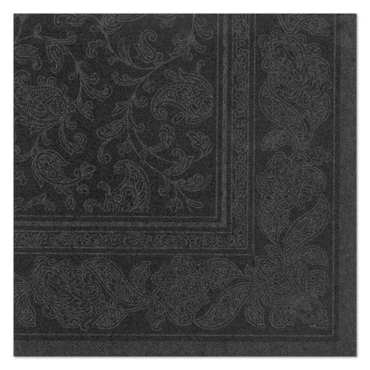 Serviettes "ROYAL Collection" pliage 1/4 40 cm x 40 cm noir "Ornaments" 1