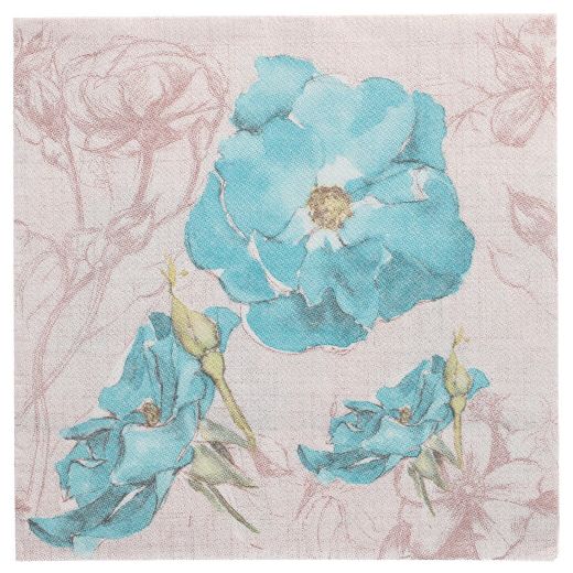 Serviettes "ROYAL Collection" pliage 1/4 40 cm x 40 cm turquoise "Blossom" 1