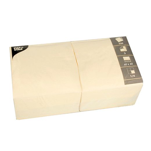 Serviettes, 3 plis pliage 1/4 40 cm x 40 cm crème 1
