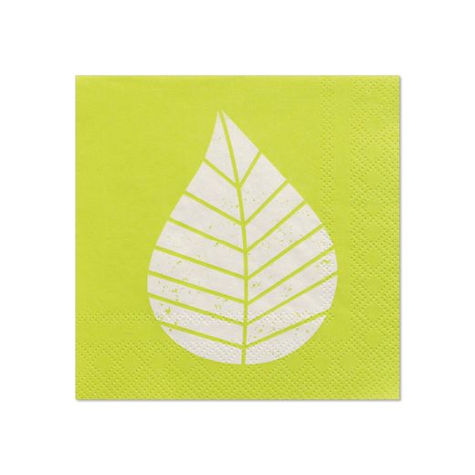 Serviettes, 3 plis pliage 1/4 25 cm x 25 cm vert "Graphic Leaves" 1