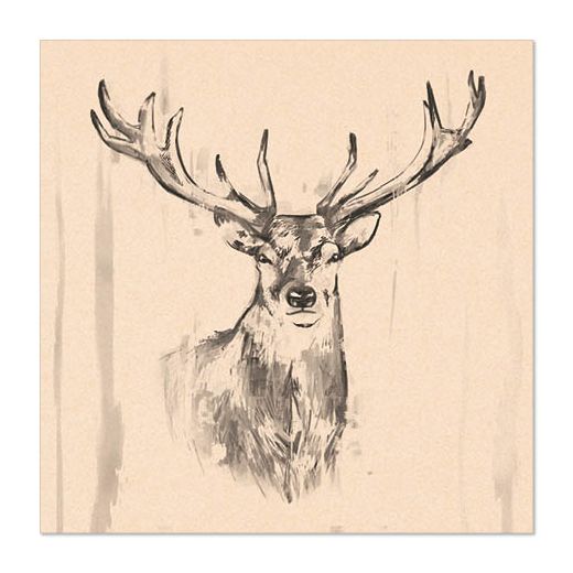 Serviettes, 3 plis pliage 1/4 33 cm x 33 cm naturel "Deer" fait à partir de papier recyclé 1