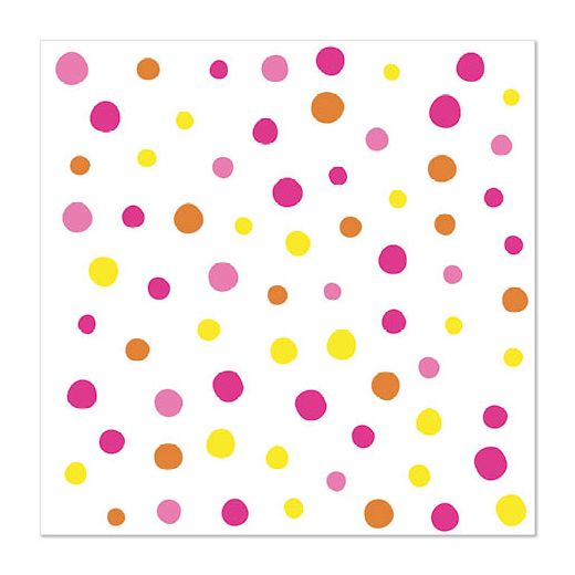 Serviettes, 3 plis pliage 1/4 33 cm x 33 cm rose "Colourful Dots" 1