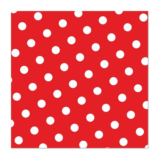 Serviettes, 3 plis pliage 1/4 33 cm x 33 cm rouge "Dots" 1