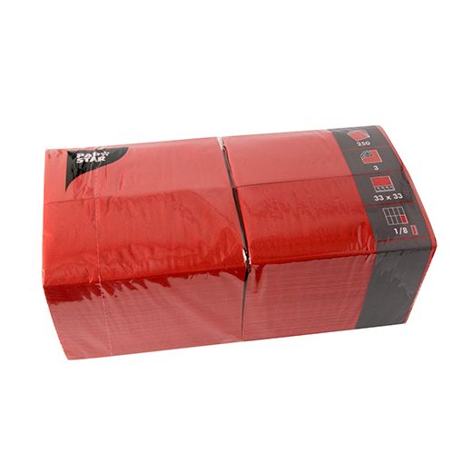 Serviettes, 3 plis pliage 1/8 33 cm x 33 cm rouge 1