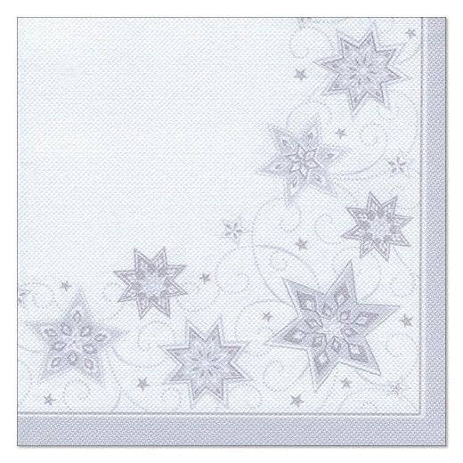 Serviettes "ROYAL Collection" pliage 1/4 40 cm x 40 cm blanc "Just Stars" 1