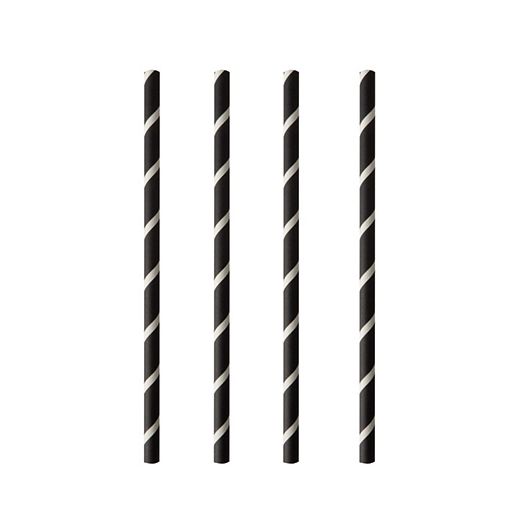 Pailles pour shakes, papier Ø 8 mm · 20 cm noir/blanc "Stripes" 1