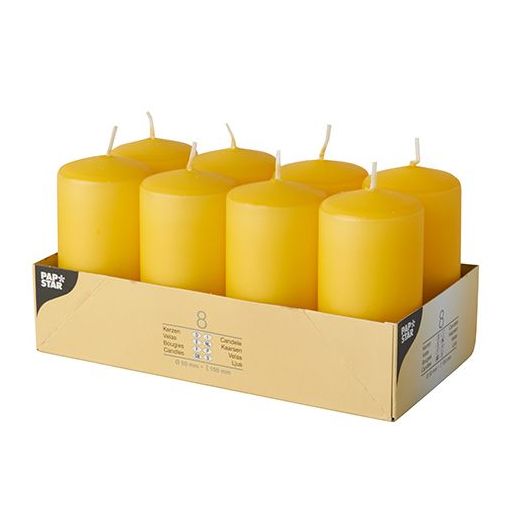 Bougies cylindriques Ø 50 mm · 100 mm or jaune 1