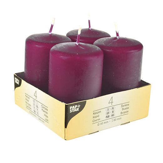 Bougies cylindriques Ø 50 mm · 80 mm violet 1