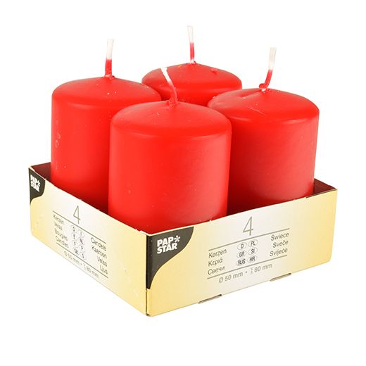 Bougies cylindriques Ø 50 mm · 80 mm rouge 1