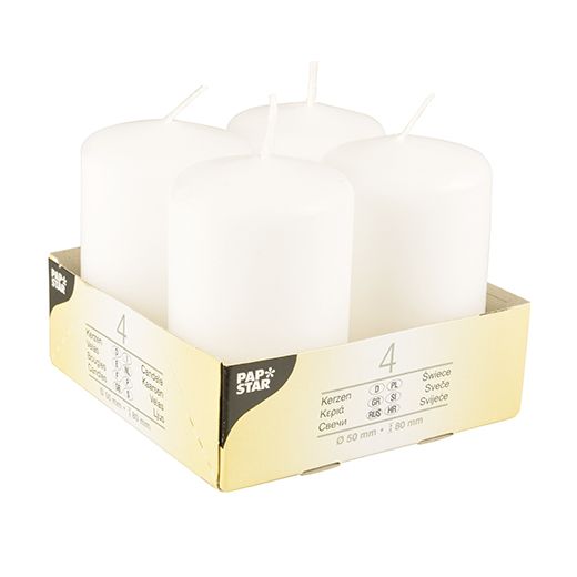 Bougies cylindriques Ø 50 mm · 80 mm blanc 1