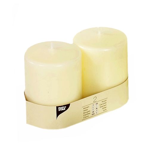 Bougies cylindriques Ø 80 mm · 100 mm ivoire "Ivory" à tête plate 1