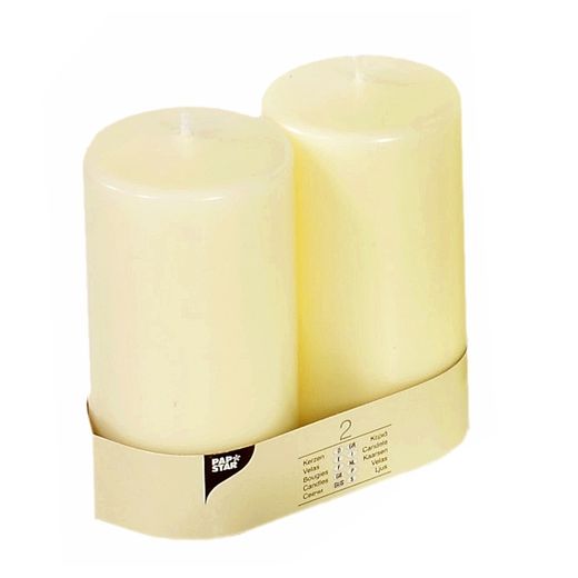 Bougies cylindriques Ø 80 mm · 150 mm ivoire "Ivory" à tête plate 1